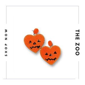 Beaded Pumpkin Heart Earrings‎